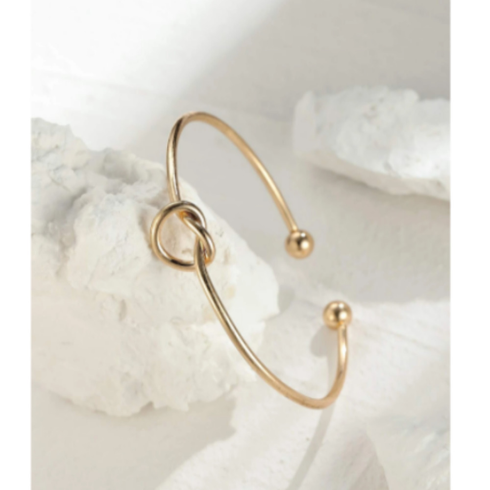 18K Gold Bangle Bracelet Gold Knot Bracelet Gold Adjustable Bracelet Gold NEW